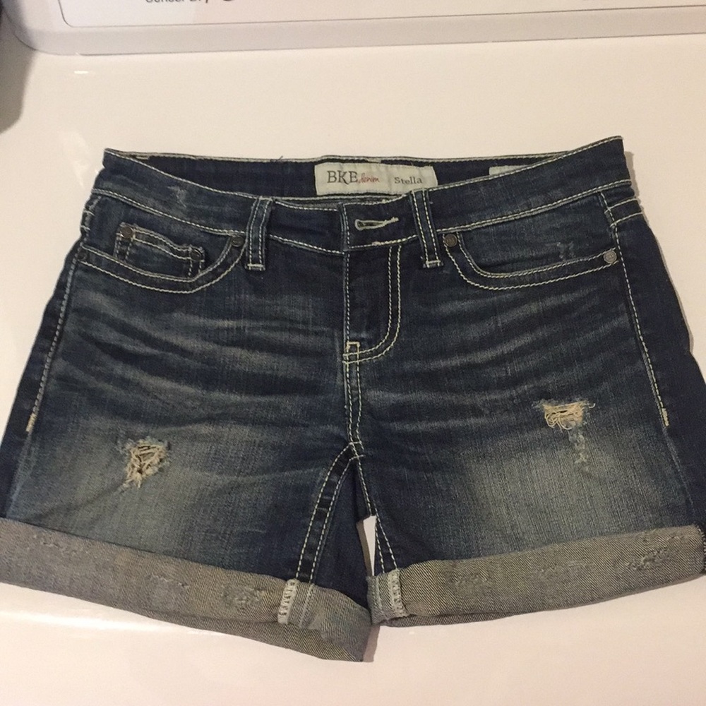 BKE denim Stella Destructed Shorts